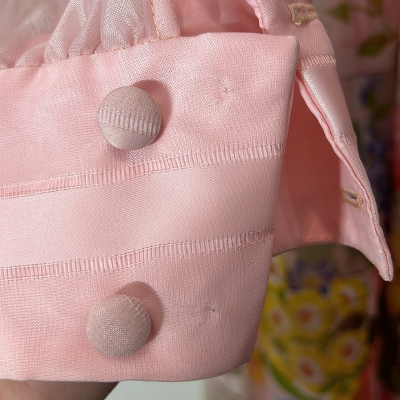 1970s Vintage Pink Sheer Organza Watercolor Floral Princess Gown women’s size 14 - Picture 5 of 14